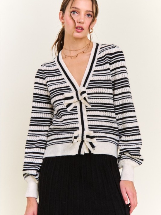 In The Beginning Sweaters - Striped Knit Cardigan